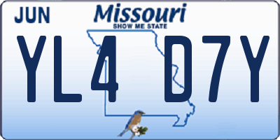 MO license plate YL4D7Y