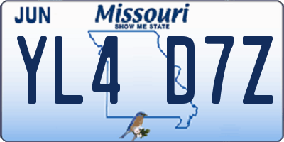 MO license plate YL4D7Z