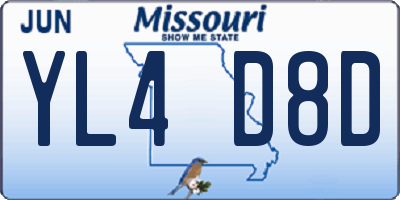 MO license plate YL4D8D