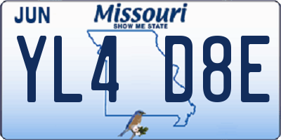 MO license plate YL4D8E