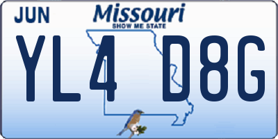 MO license plate YL4D8G