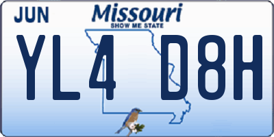 MO license plate YL4D8H