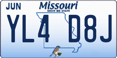 MO license plate YL4D8J