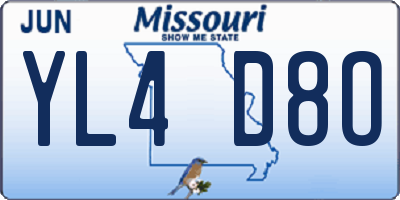 MO license plate YL4D8O