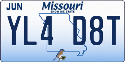 MO license plate YL4D8T