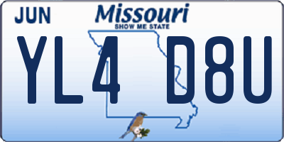 MO license plate YL4D8U