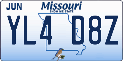 MO license plate YL4D8Z