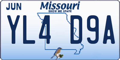 MO license plate YL4D9A
