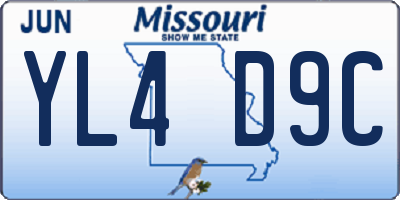 MO license plate YL4D9C