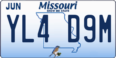 MO license plate YL4D9M