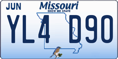 MO license plate YL4D9O