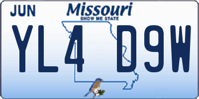 MO license plate YL4D9W