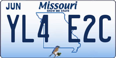 MO license plate YL4E2C