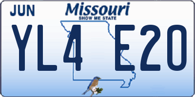 MO license plate YL4E2O