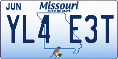 MO license plate YL4E3T