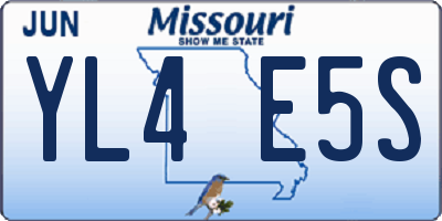 MO license plate YL4E5S