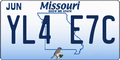 MO license plate YL4E7C