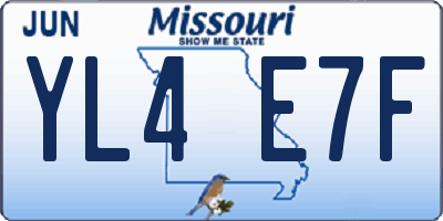 MO license plate YL4E7F