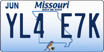 MO license plate YL4E7K