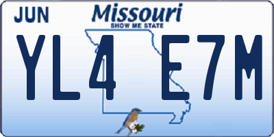 MO license plate YL4E7M