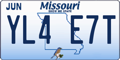 MO license plate YL4E7T