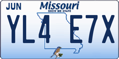 MO license plate YL4E7X