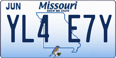 MO license plate YL4E7Y