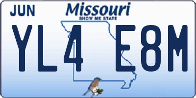 MO license plate YL4E8M