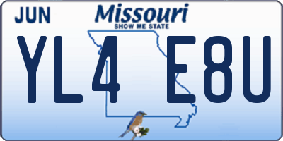 MO license plate YL4E8U