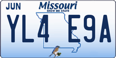 MO license plate YL4E9A