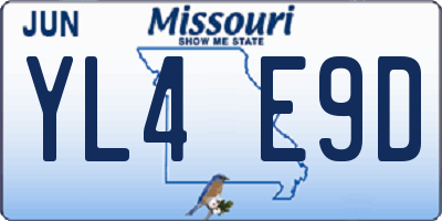 MO license plate YL4E9D
