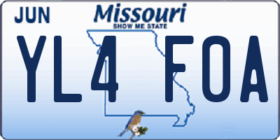 MO license plate YL4F0A