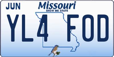 MO license plate YL4F0D
