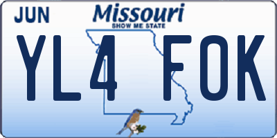 MO license plate YL4F0K