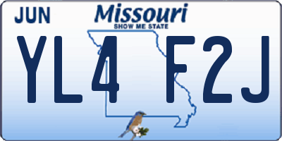 MO license plate YL4F2J