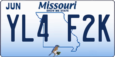 MO license plate YL4F2K