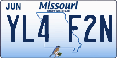 MO license plate YL4F2N