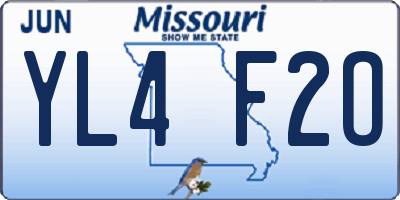 MO license plate YL4F2O