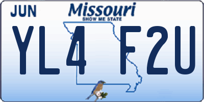 MO license plate YL4F2U