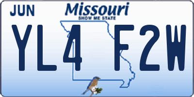MO license plate YL4F2W