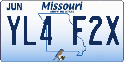 MO license plate YL4F2X