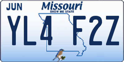 MO license plate YL4F2Z