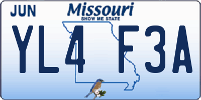 MO license plate YL4F3A