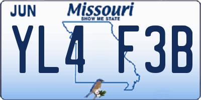 MO license plate YL4F3B
