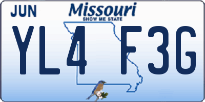 MO license plate YL4F3G