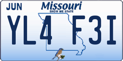 MO license plate YL4F3I
