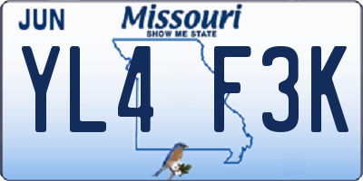 MO license plate YL4F3K