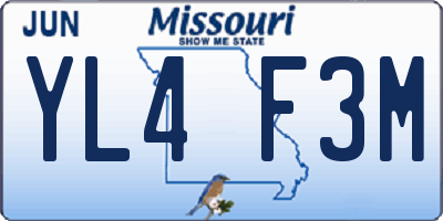 MO license plate YL4F3M