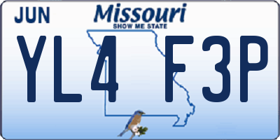 MO license plate YL4F3P