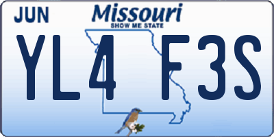 MO license plate YL4F3S